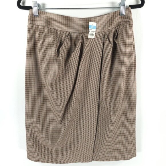 NWT J. McLaughlin MADDIE Pleated Plaid Skirt TAUPE/BROWN/BLACK HOUNDSTOOTH Sz 6 - Picture 2 of 10